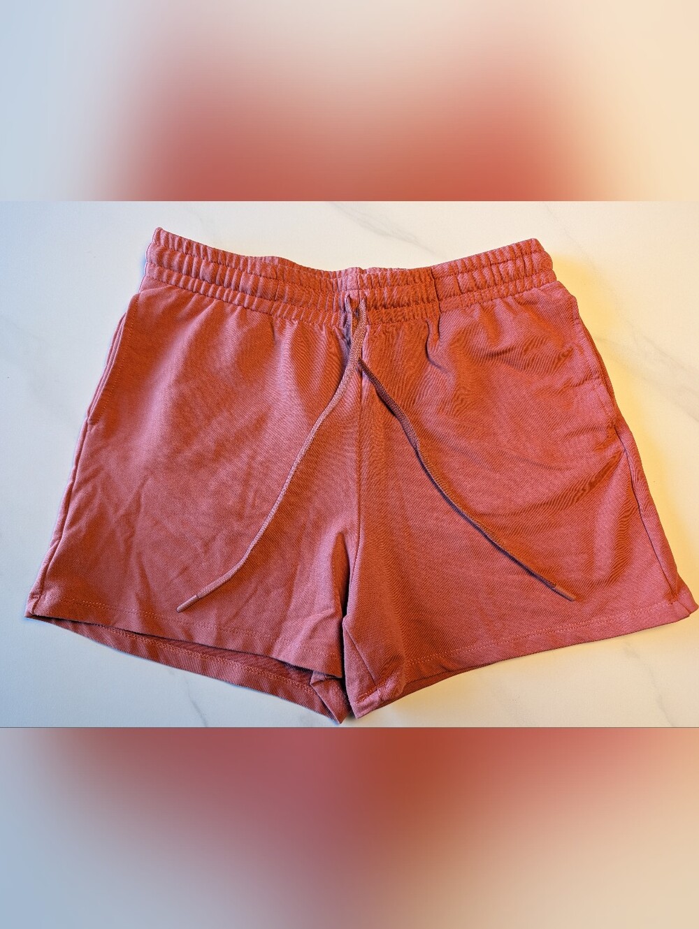 Women's Elastic Drawstring Athletic Shorts in Dusty Rose